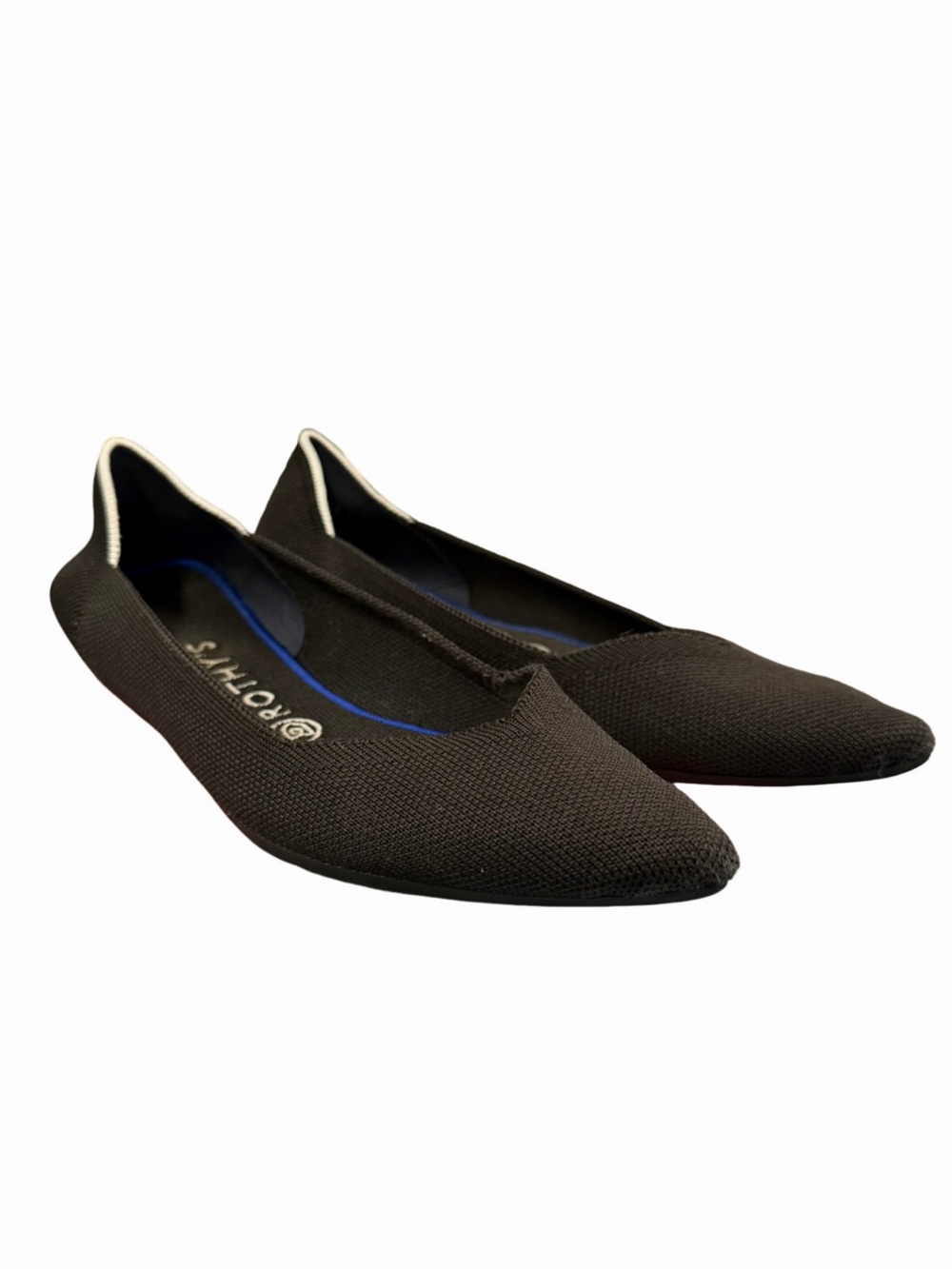 Rothy’s The Point Black Solid Blue Halo Pointed Toe Flats Size 9.5